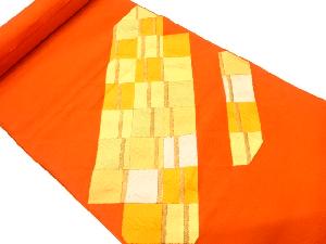 アンティーク　とみや織物製　枡模様織り出し　名古屋帯地反物